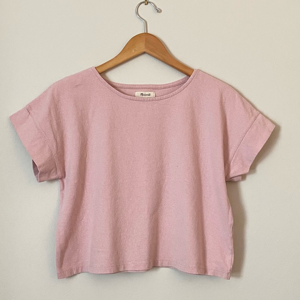 Madewell Cropped Tee size Medium Pale Pink
